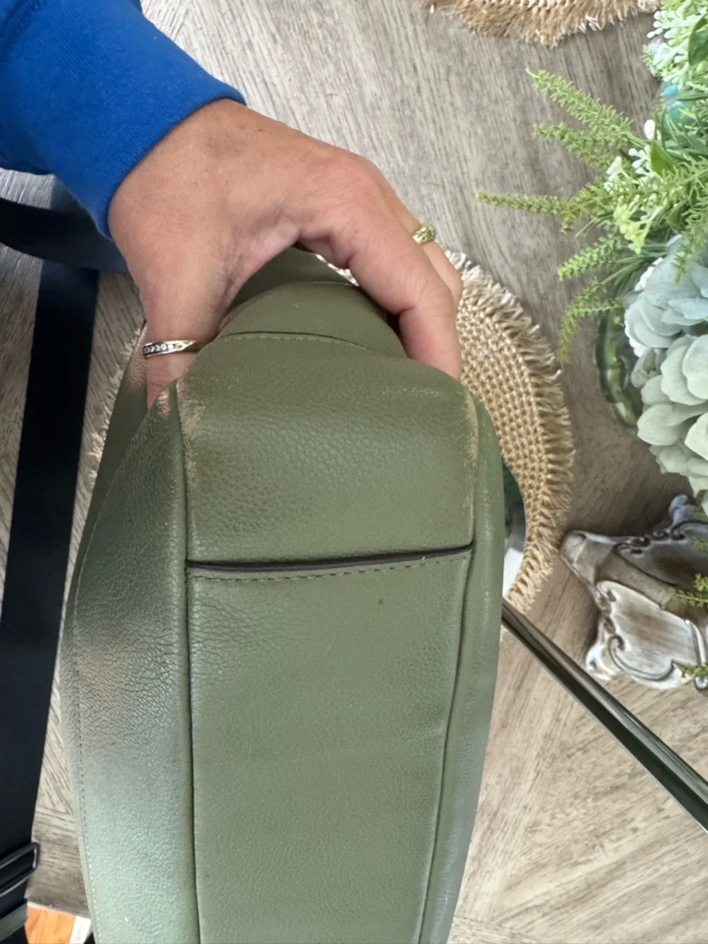 Coach Olive Green Leather Laptop Bag with Black Strap - Picture 13 of 14